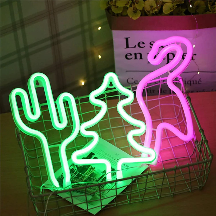 Cactus Custom Flexible USB Battery Powered Operated RGB Flex Led Strip Neon Sign Light For Rooms