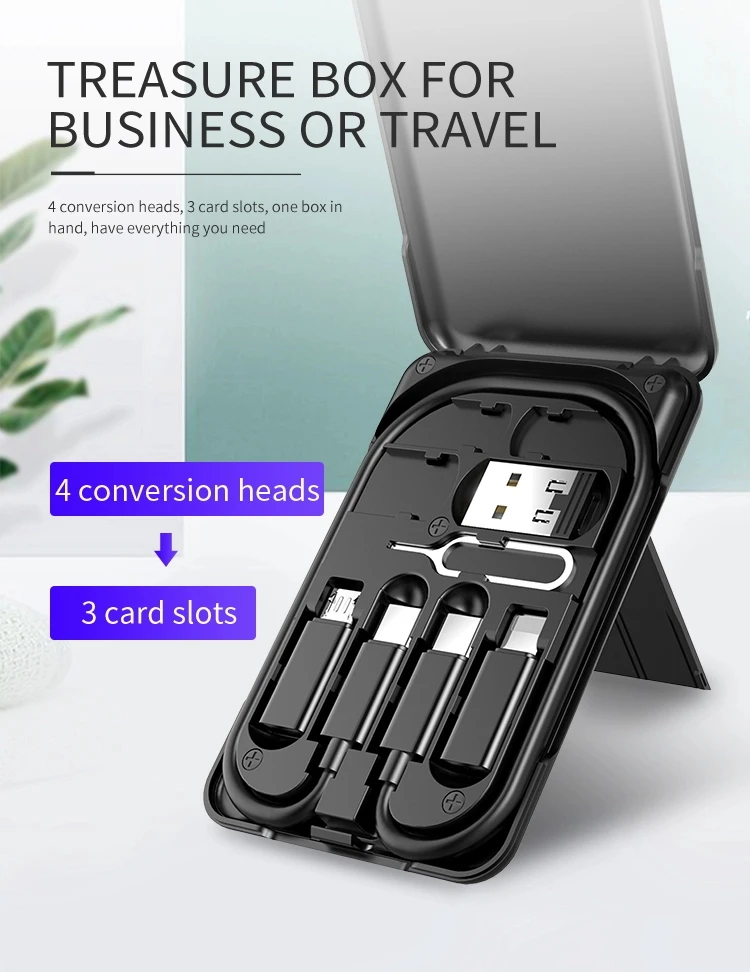 Support Data Transmission Combination Storage 3 In 1 USB Charging Cable For Iphone Type-c - ANKUX.COM