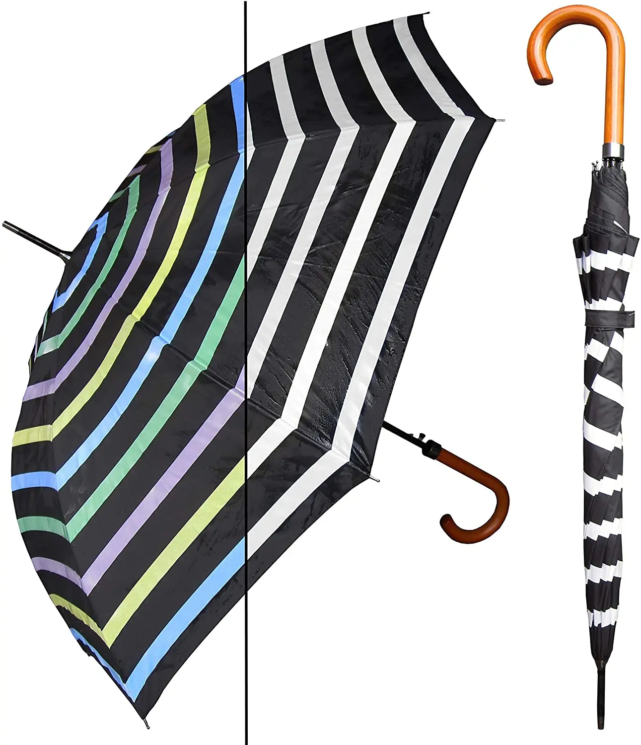 Color Changing Butterfly Auto Open Uv Umbrella With Hook Handle For