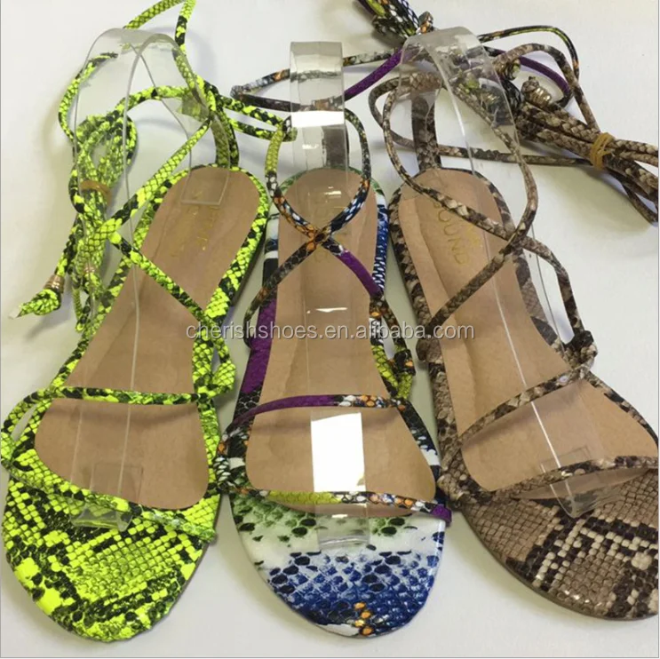 snake print sandals flat