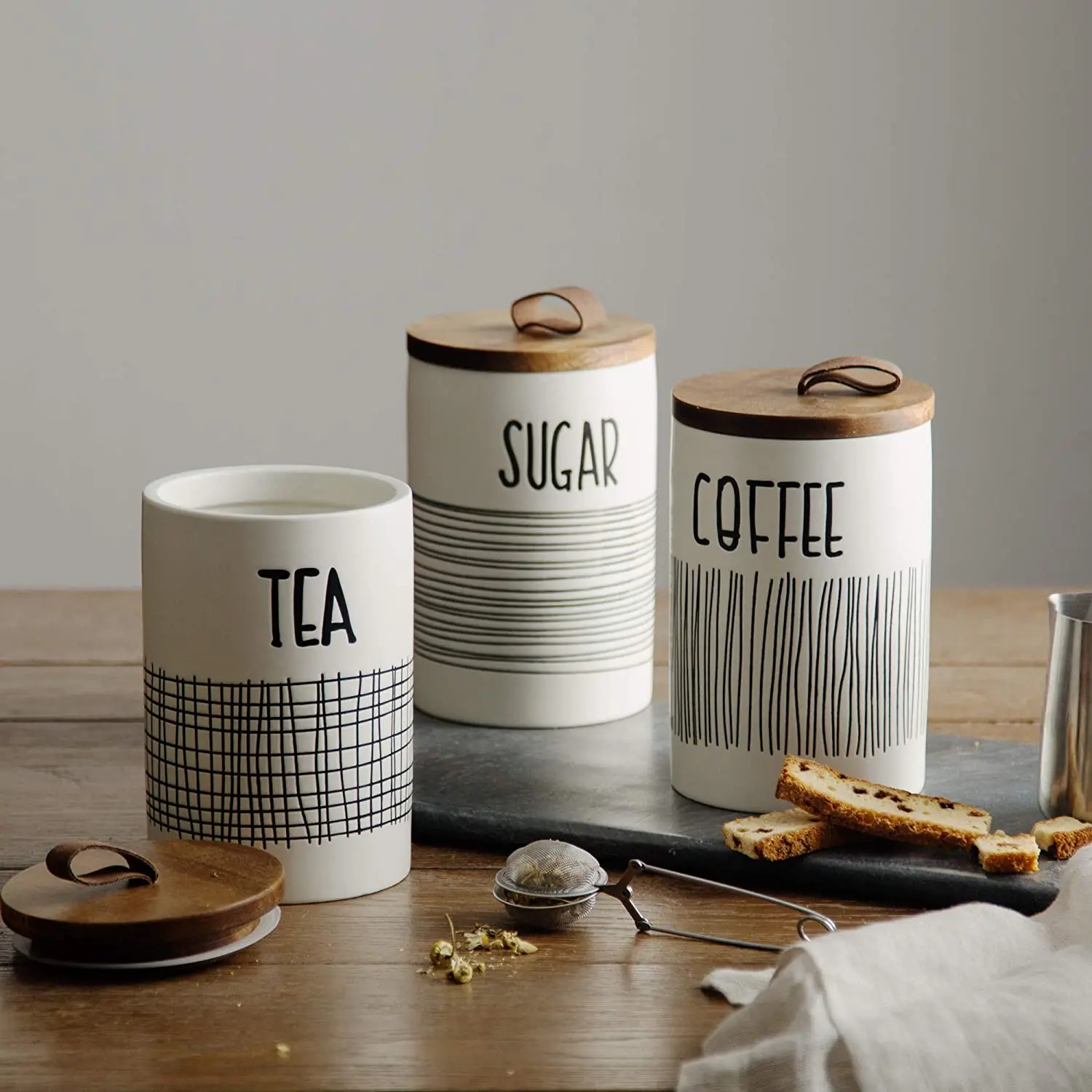 Kitchen Ceramic Canisters Set Of 3 Modern Farmhouse Ceramic Canister   Hff32bbbef9c74082a8196148e478af76z 