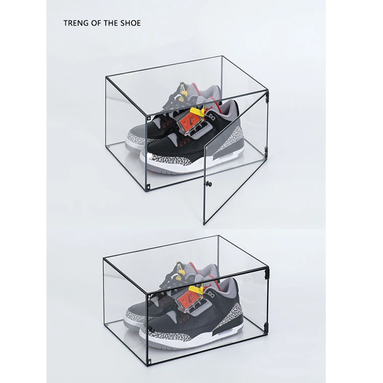 3 Pack Transparent Shoe Storage Box For Display Stackable Large Sneaker