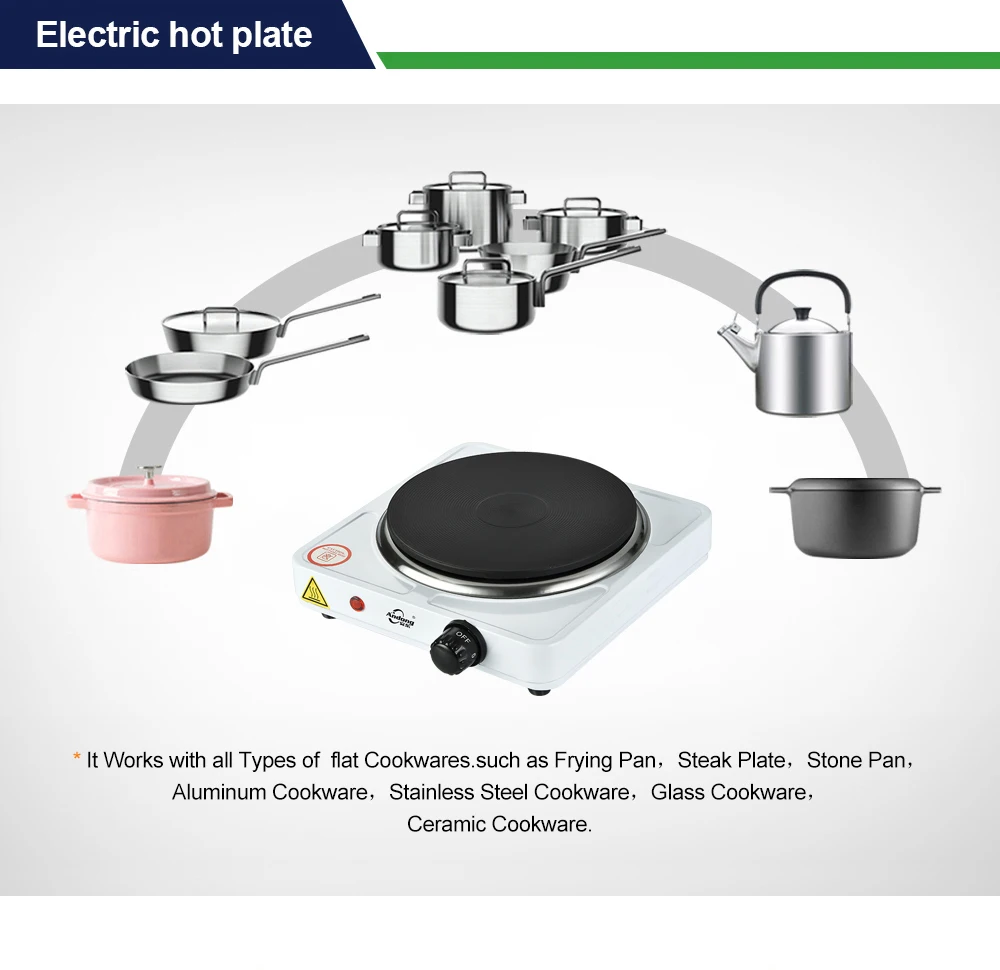 Electric single burner hot plate with 1500 watts solid hotplate