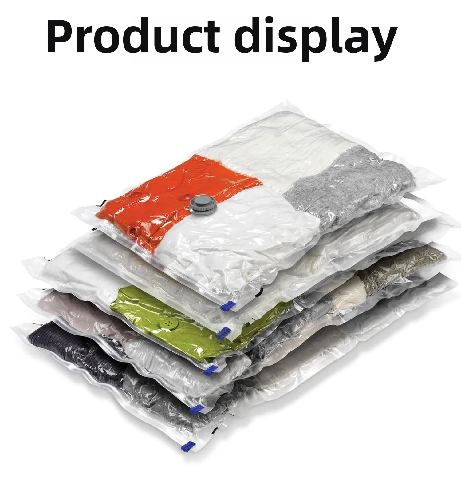 Universal Transparent Plastic Vacuum Compression Bags with Valve Suction Design 3-Pack for Quilts & Clothing Reinforced Sealing