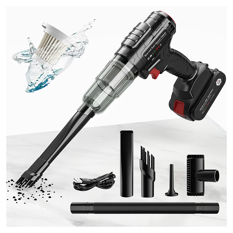Shop-Vac Micro 1-gallon wet/dry vacuum on a compact workbench with attachments laid out