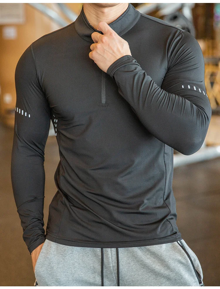 Compression Shirts Men Fitness Wear Quick Dry Custom Long Sleeve 1/4