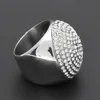 Men Rings Rhinestone Stainless Steel Round Plating Gold Exaggerated Ball Big Ring Hip Hop DJ ring iced out ring Jewelry