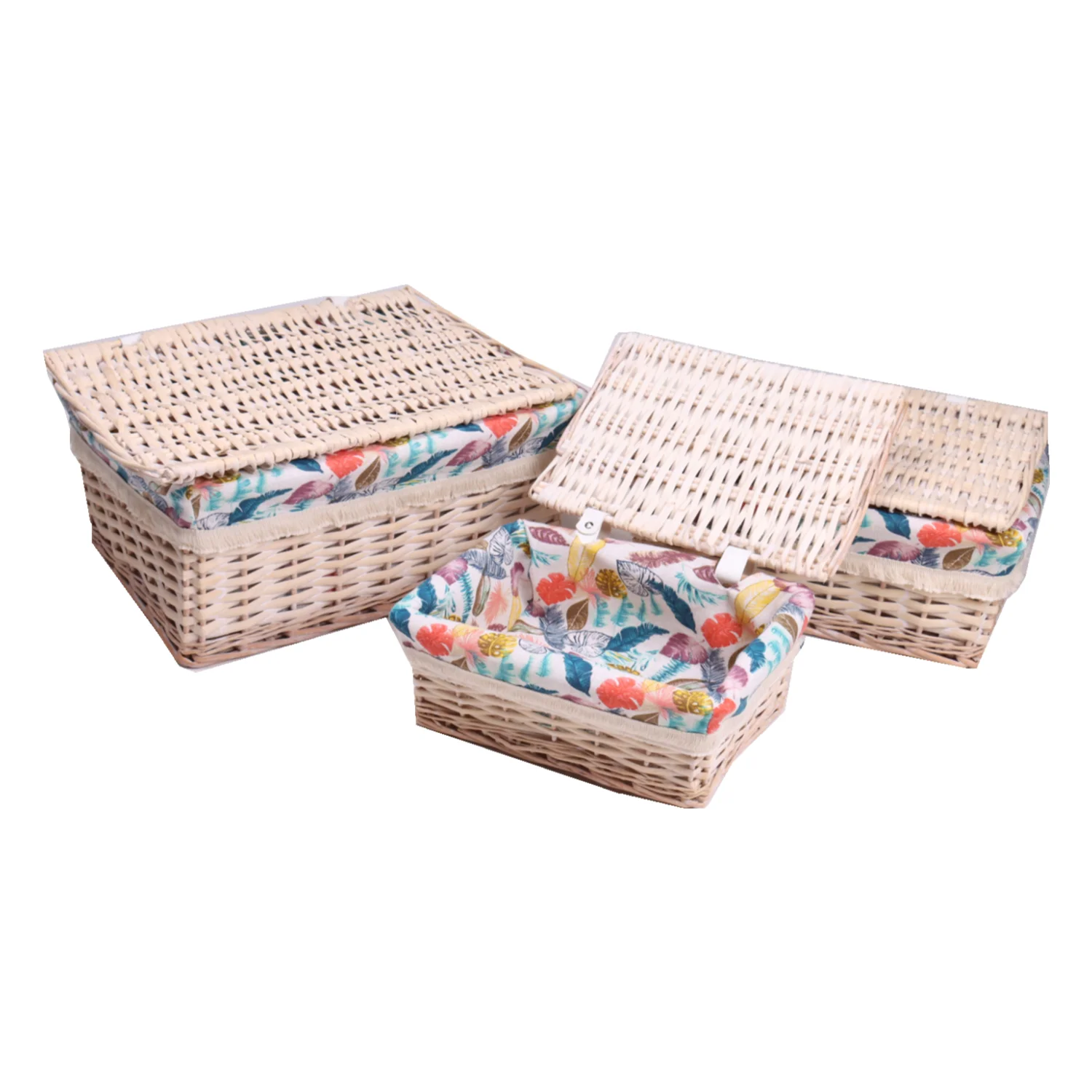 Pretty Small Rectangle Wicker Storage Box With Lids For Home Storage