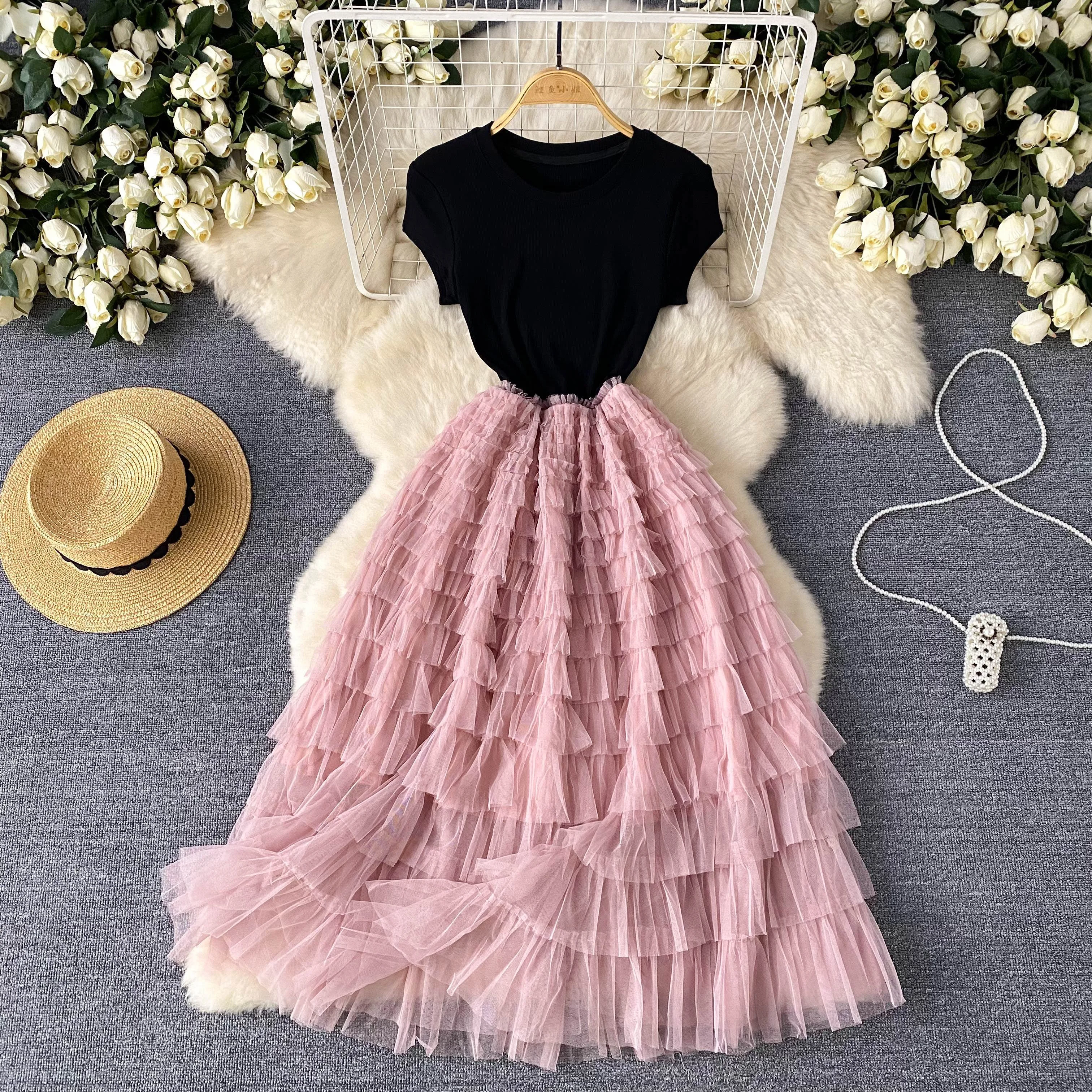 wind and short dresses Windy Silk Lace Short Dress Petal Pink L