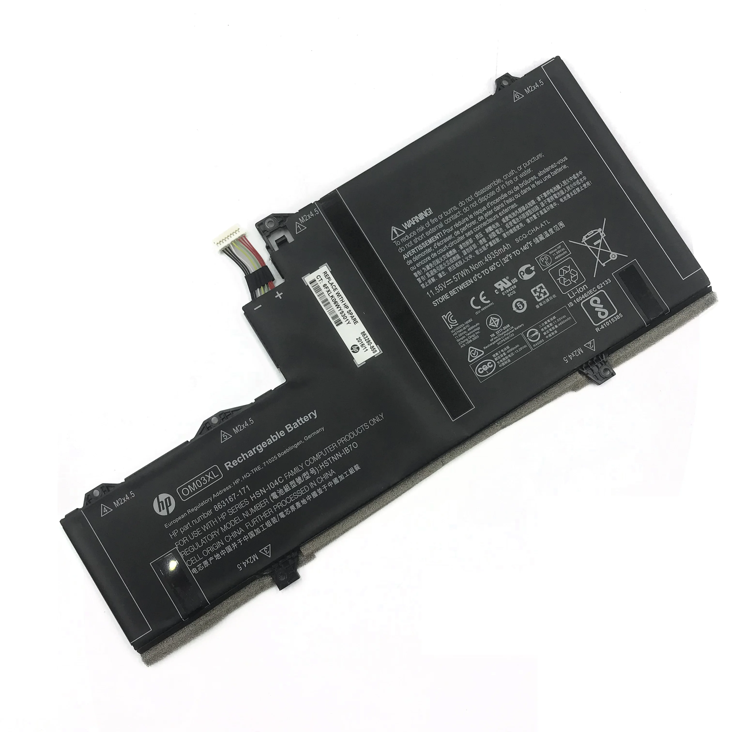 Om03xl Original Laptop Battery 11.55v 4935mah (57wh) 3cell For Hp