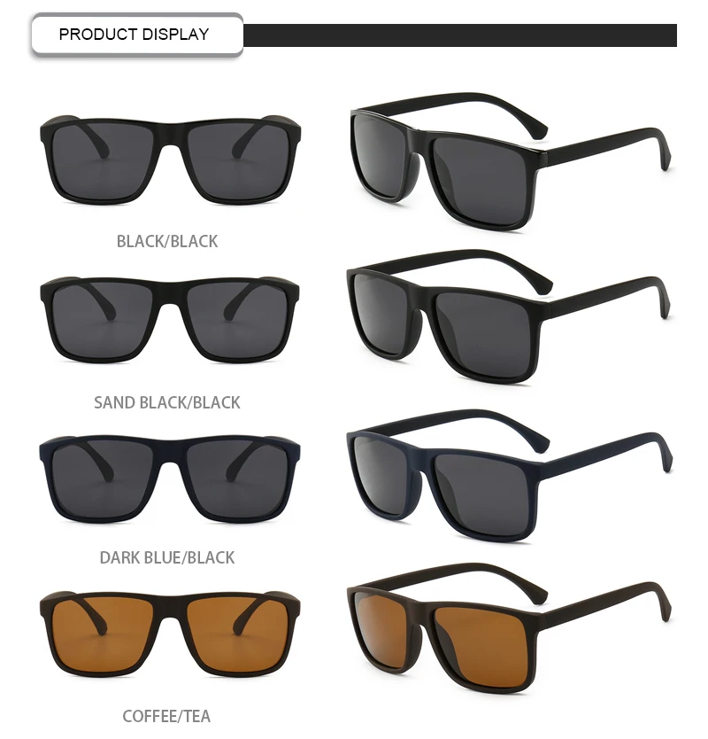 Wholesale High Quality TR90 Square Sports Polarized Men Sunglasses