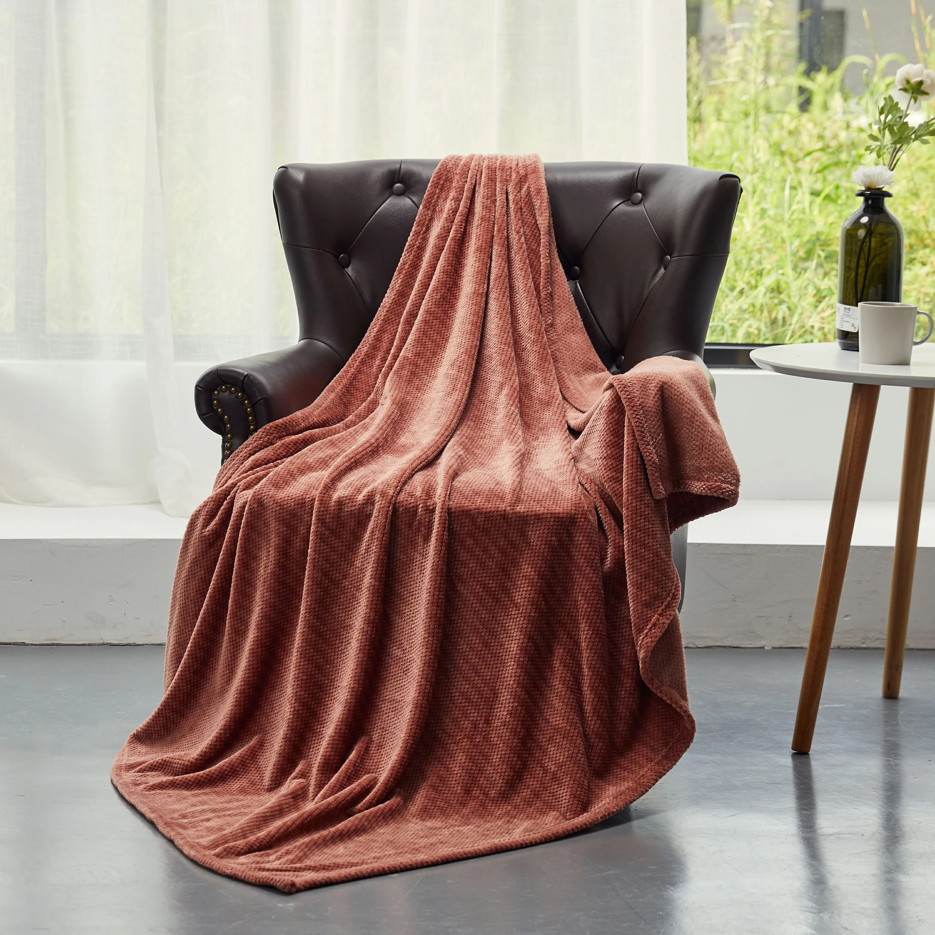 4pcs blanket set wheelchair faux fur luxury blanket