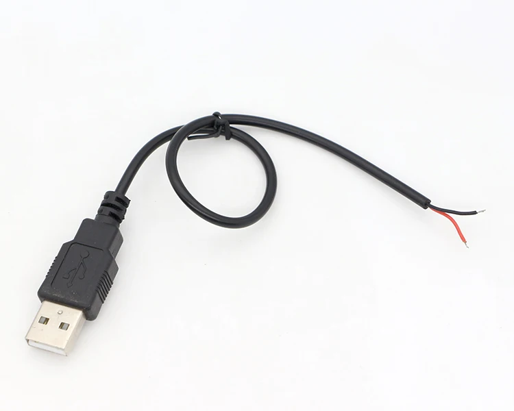 CUSTOM USB 2.0 A Male To Open Stripped Tinned Soldering Bare 2 Wire End Pigtail Power Charging Cable