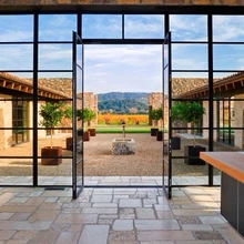 Industrial portas de vidro de a&ccedil;o do metal quadros de janelas de batente da porta de ferro da grade de design