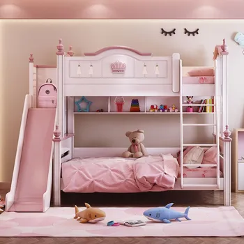 Children Bed Modern Pink Princess Bed Kids Bunk Beds Double Girls ...