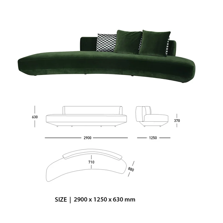 product nordic designer unique banana shape curved sofa light luxury couch living room furniture customizable moon velvet sofa-64