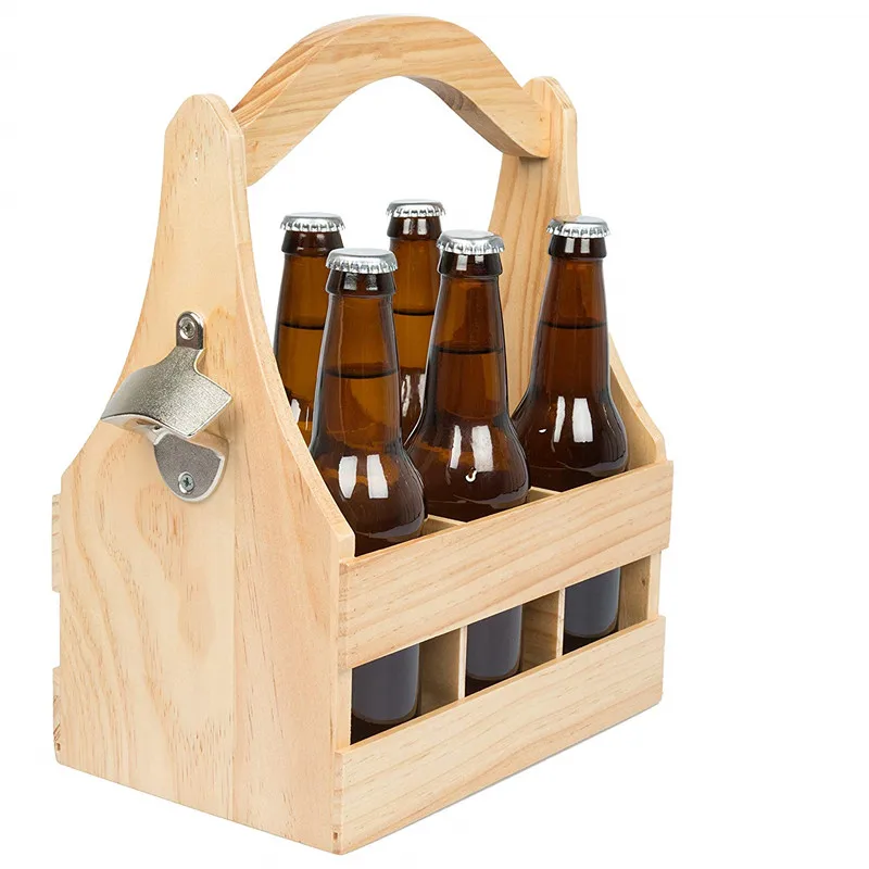 Handcrafted Wooden Beer With Chalkboard Bottle Opener Wooden Beer Caddy