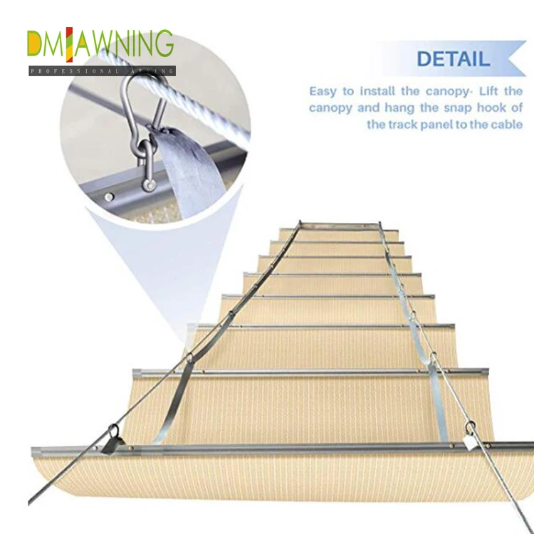 Customized Slide-on Wire Cable Canopy Awning for Pergolas - Retractable ...