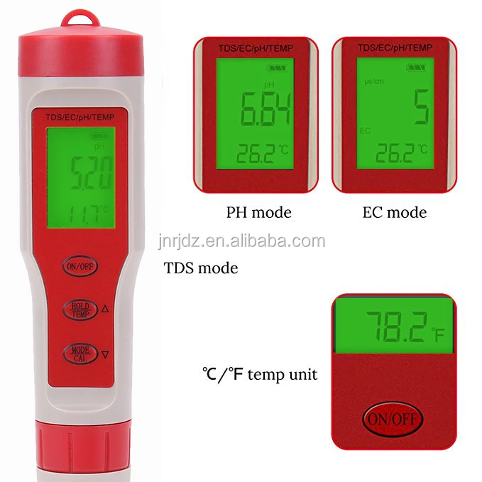 Water Tester 4 In 1 Ph Pen Type Ez 9908 Ph Ec Tds Temp Meter - Buy ...