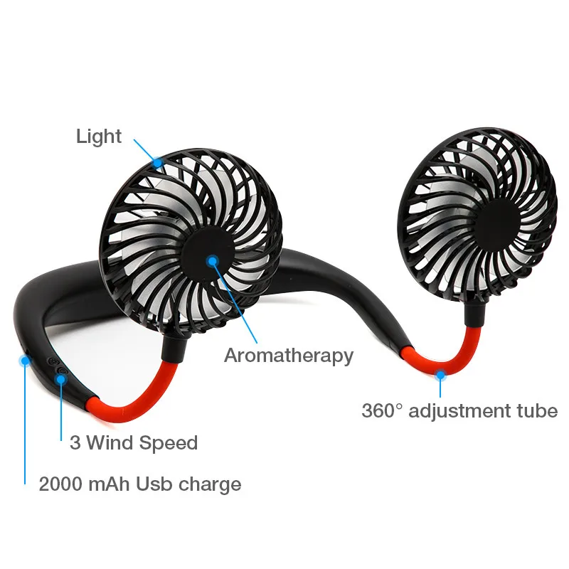 Double Head USB Car Fans Dual Interior ABS Fan Cooler Truck Universal 