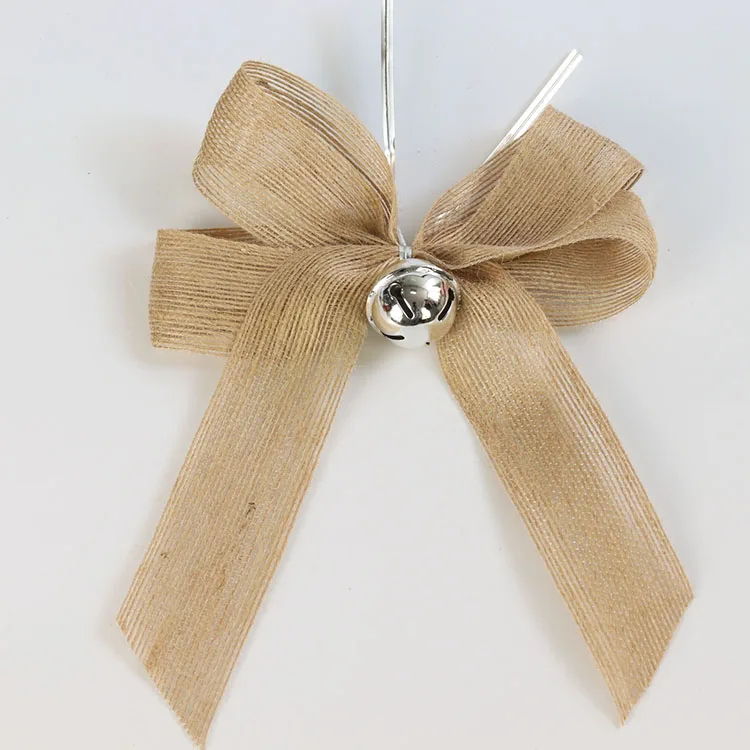 Wholesale Premade Natural Jute Burlap Ribbon Bows For Christmas