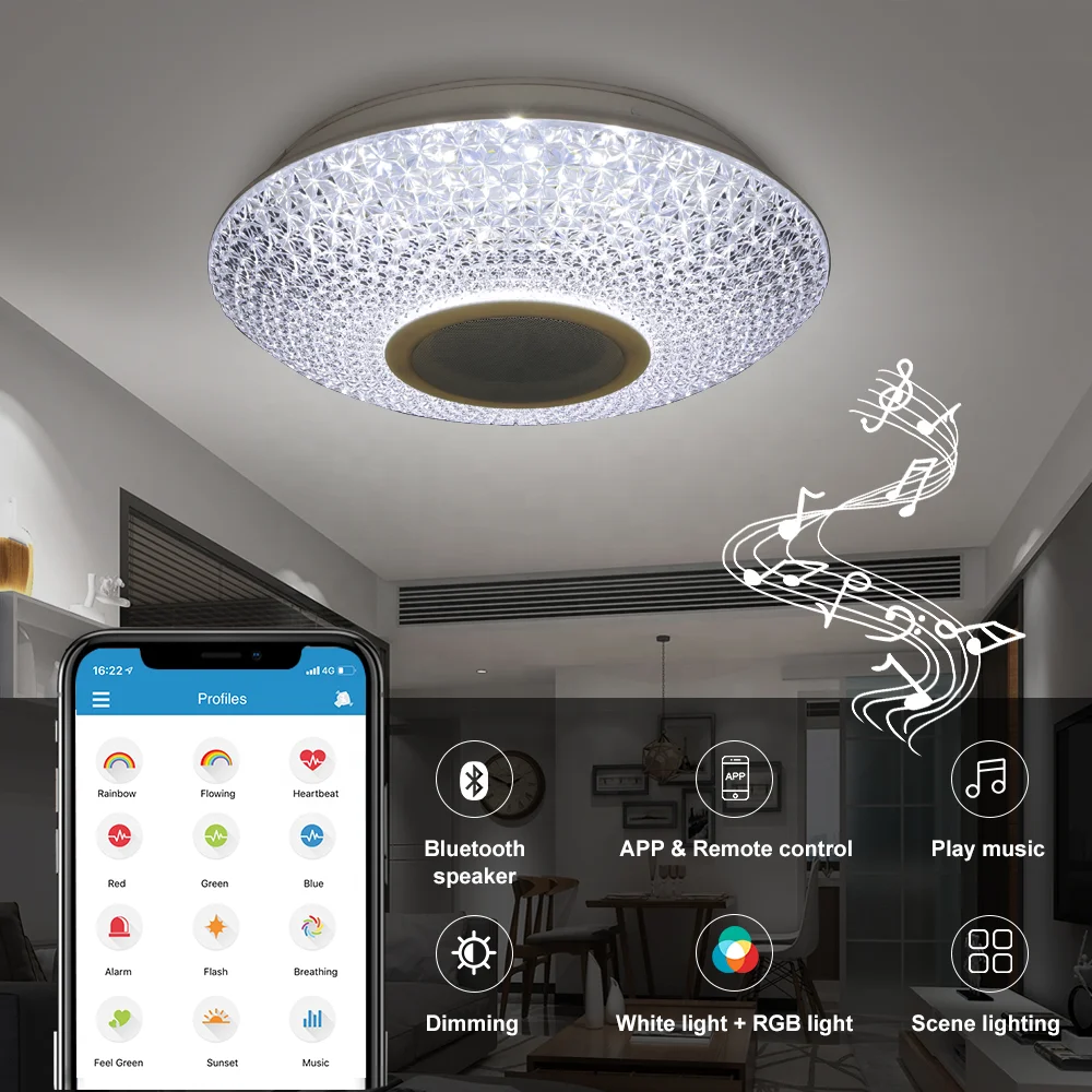 Envis good speaker led ceiling light wireless app control led ceiling lamp round 48W 72W smart rgb led ceiling lights