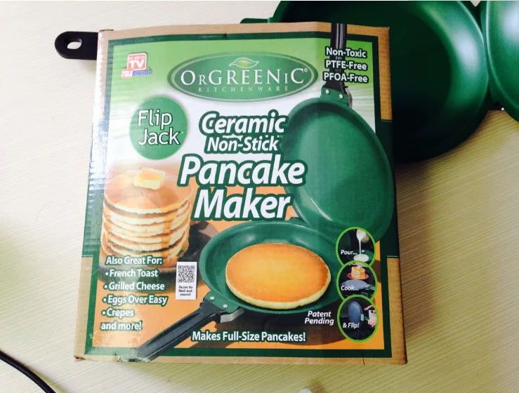 As Seen on TV Flip Jack Pancake Maker Green Non-Stick Cookware Pan Ceramic 