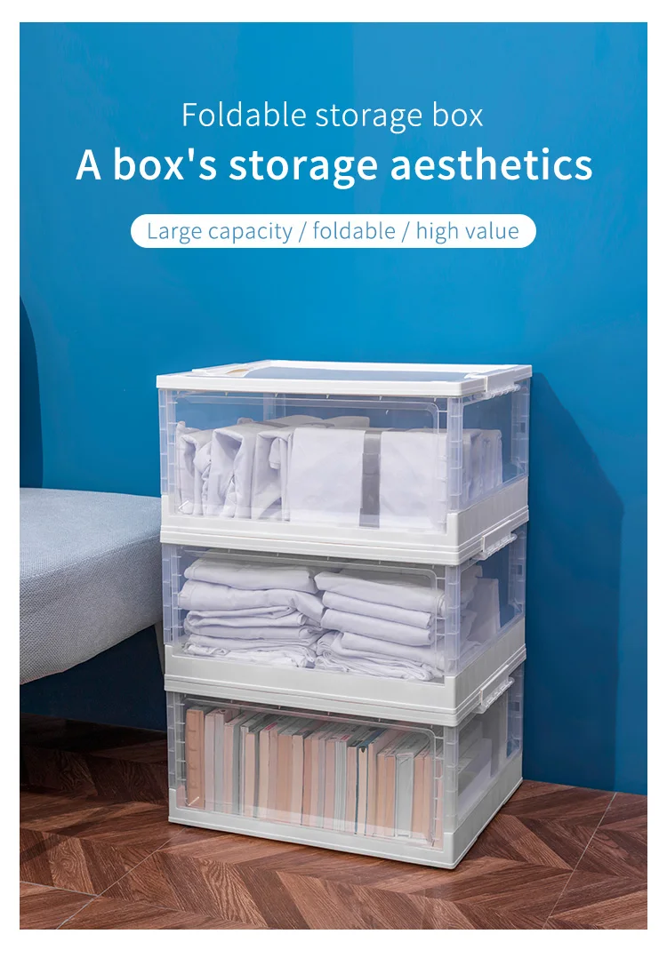 Wholesale  Plastic Transparent Storage Boxes & Bins Quilt Closet Organizer Foldable Storage Box with Lid