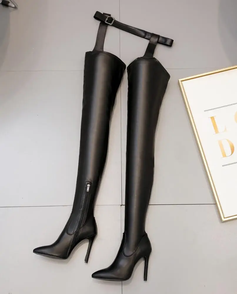 black thigh high boots with belt