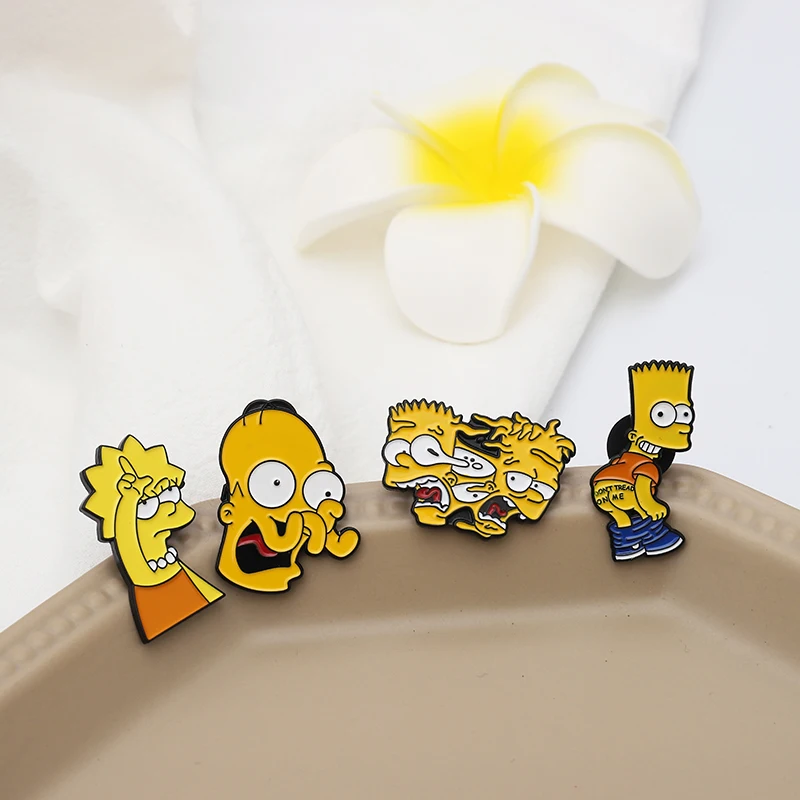 32 Designs Homer Bart Lisa Cartoon Pins Custom Funny Brooches Bag