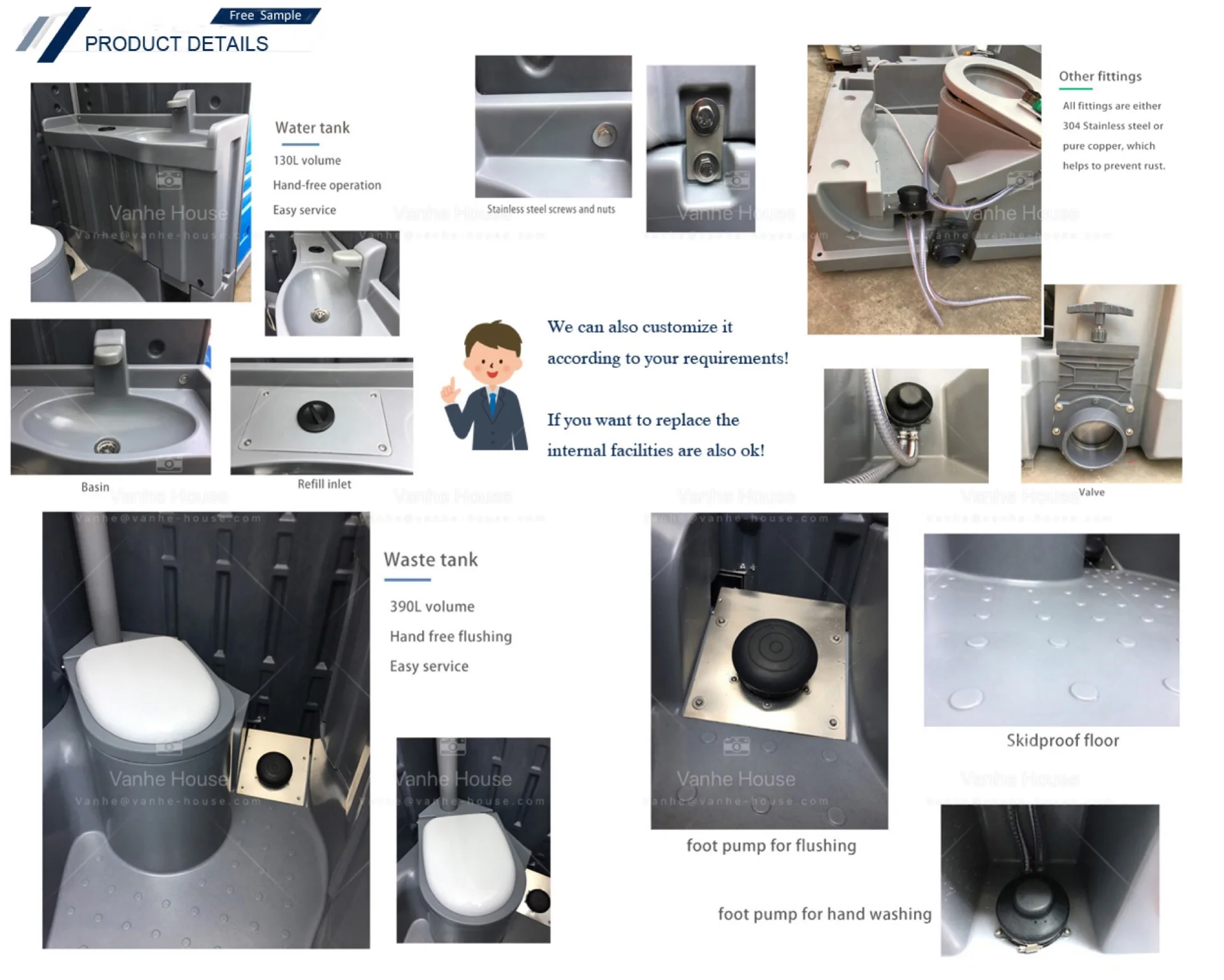 Hdpe Prefabricated Mobile Outdoor Toilet Shower Integration Plastic