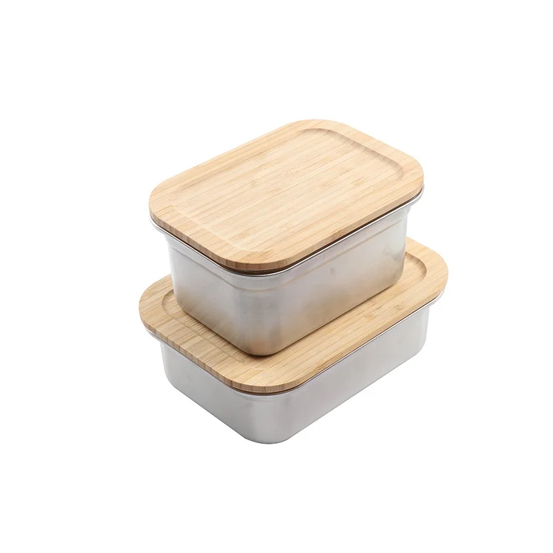 Stainless Steel Sus304 Lunch Box 1000ml With Bamboo Lid Bento European ...