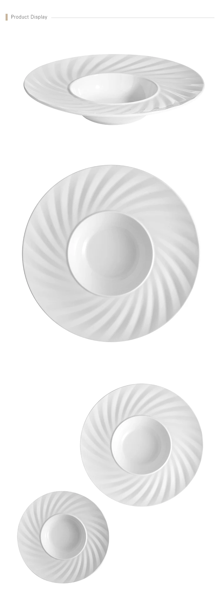 LFGB/FDA/SGS Certificate Ceramic Porcelain Pasta Plate,  Eco Friendly Plates, Bulk White Custom Size Restaurant Plates