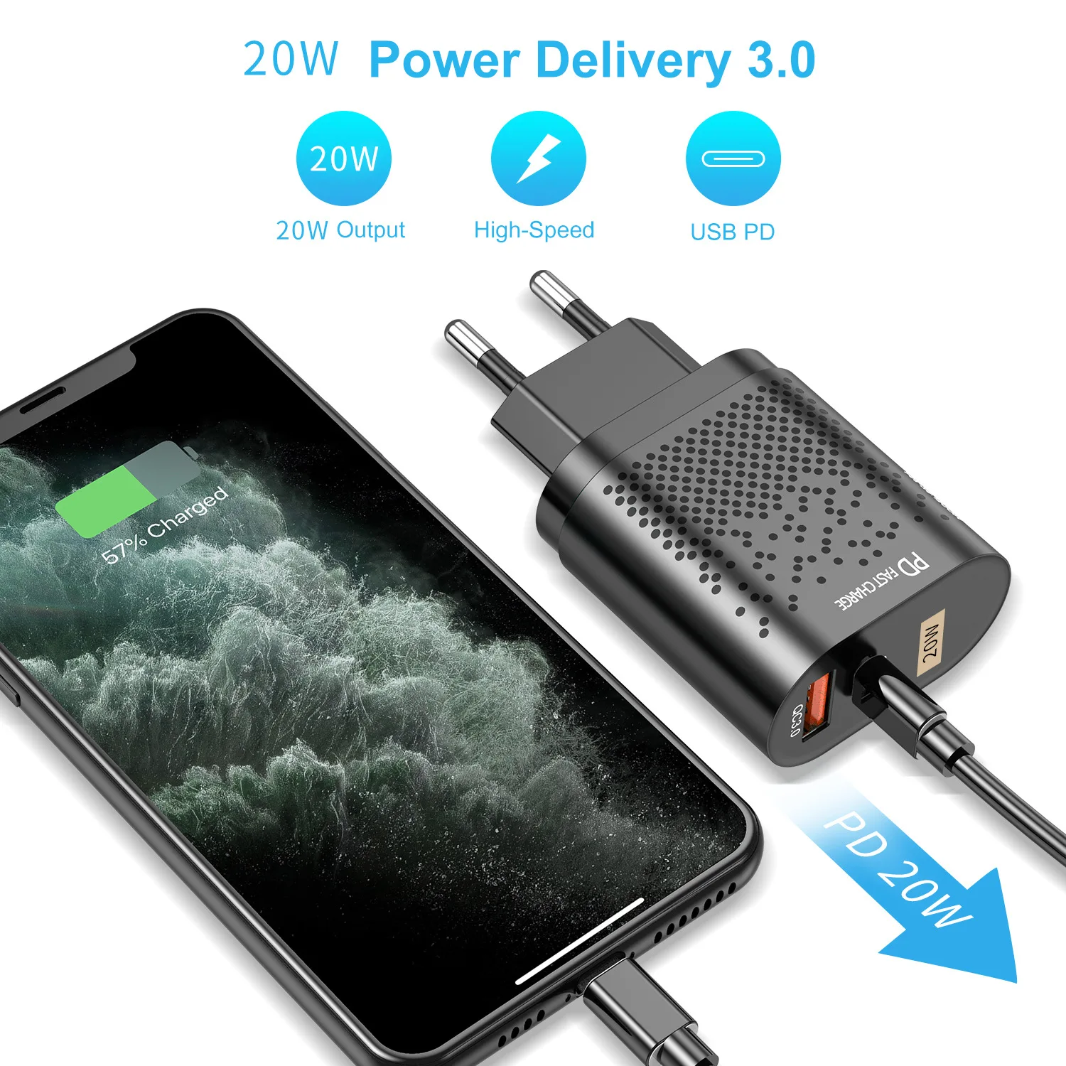 w Pd Dual Usb Type C Quick Charger Adapter For Iphone 12 Pro Max Xr X Xs Fast Charging Eu Us Uk Plug Travel Pd Charger Port Buy Best Usb C Power