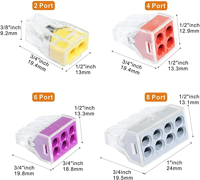 Push-in Wire Connector 2 Port/ 4 Port/ 6 Port Set For Junction Boxes ...