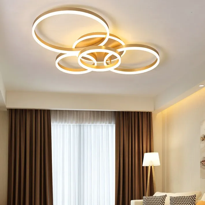 Multi-heads golden led ceiling lighting  decorative simple living room ceiling light modern indoor 85-265V intelligent  lamps