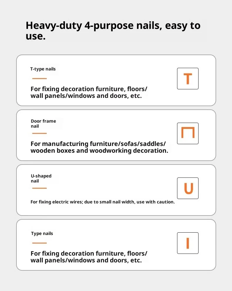 Industrial Grade Iron Manual Brad Nail Gun for Carpentry and Household Use U-shaped Four-use 2 1/2in Nail Capacity