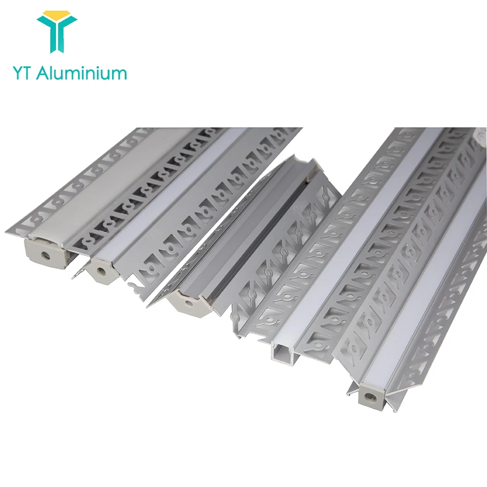 Trimless LED Plaster In Downlight Embedded Profile Channel Inner Corner Mounting Drywall Recessed Aluminum LED Strip