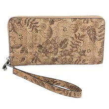 Новый творческий пробковой печати клатч Длинные Стиль леди из натурального дерева кошелек профессиональный пользовательские Корк