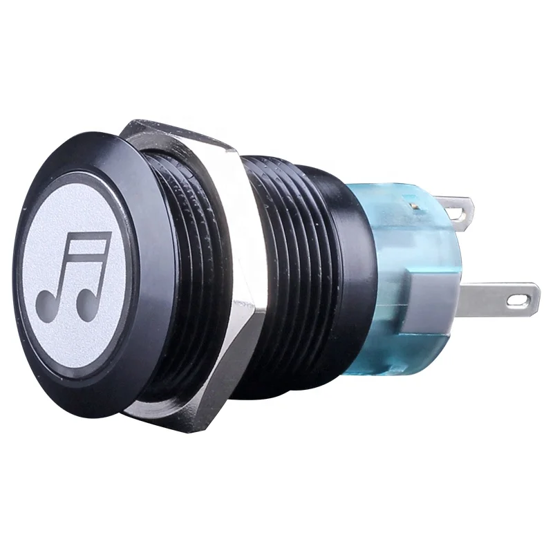 19mm Black metal IP67 waterproof momentary or latching 5v 12v 24v led push button switch