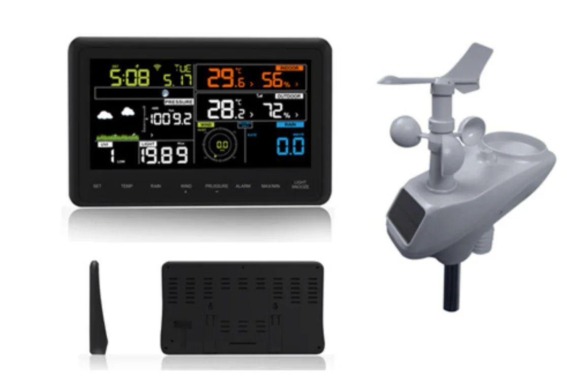 Wireless Digital Weather Station With Anemometer - Indoor/Outdoor Monitor For Wind Speed, Temperature, Humidity