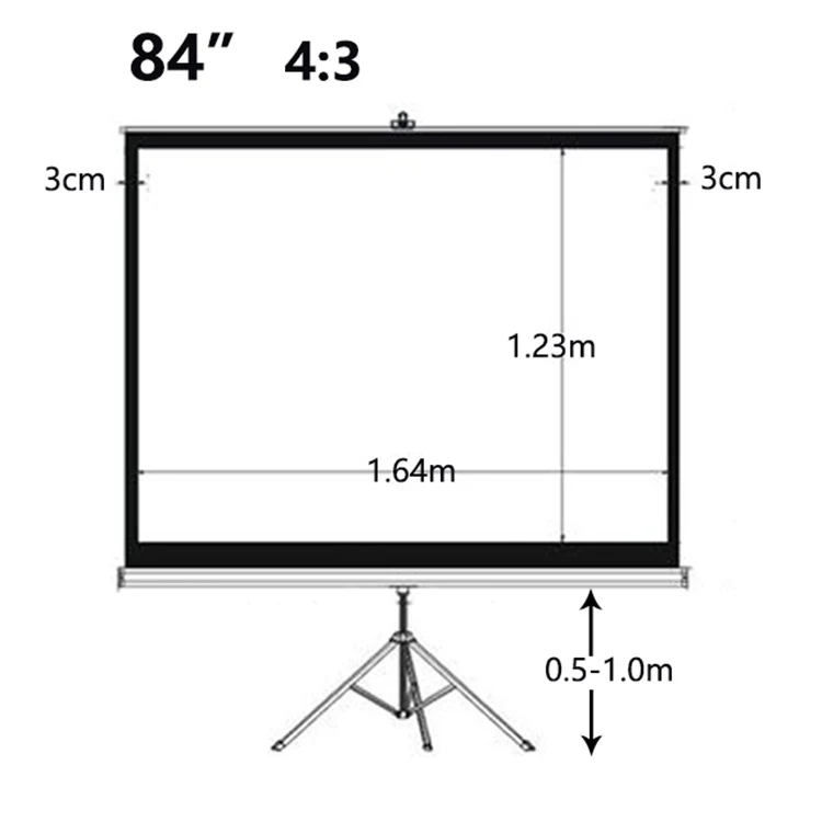 Stable Quality Used In Office Portable Stand Projector Tripod Screen