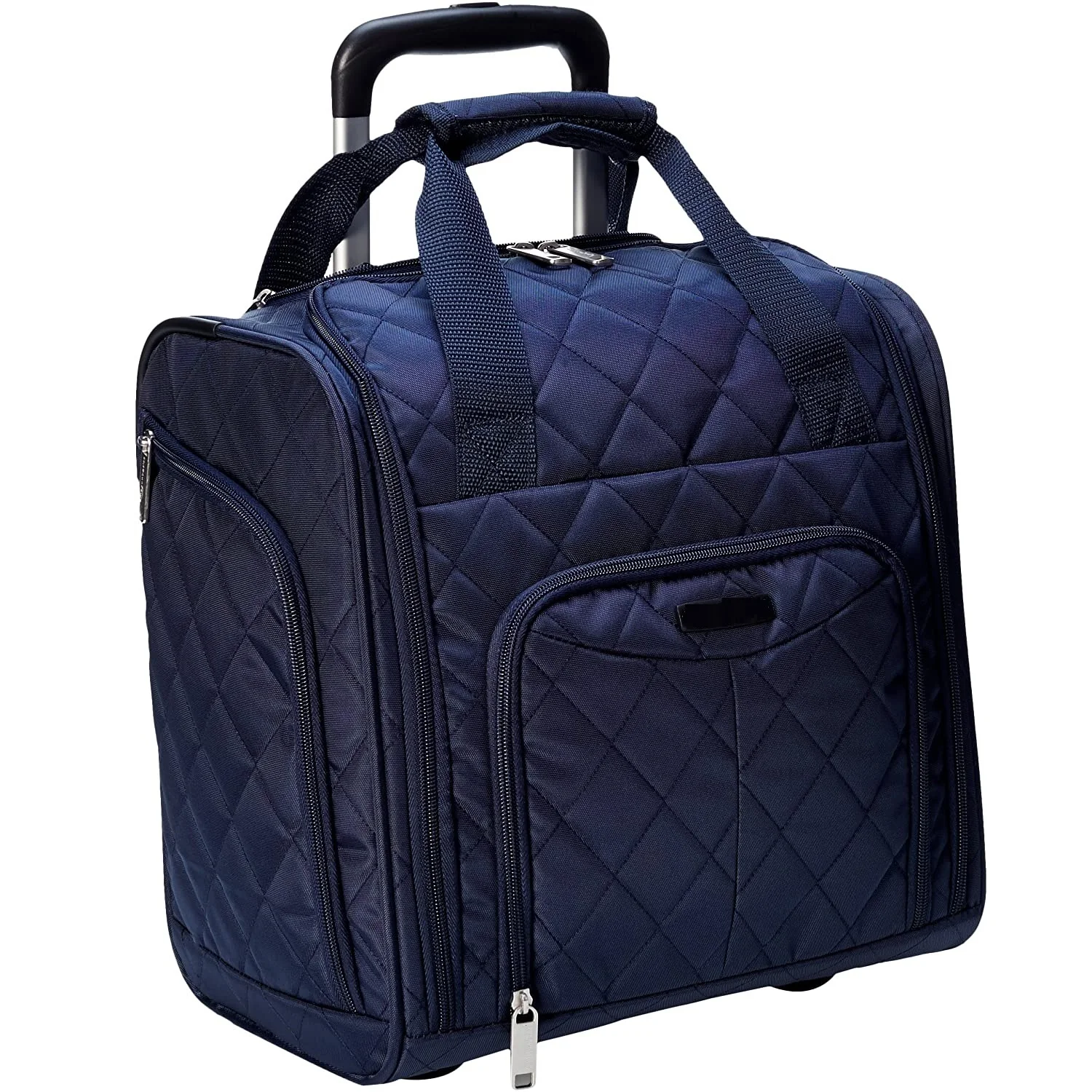 Best Selling Customized Underseat Carry On Rolling Travel Luggage Bag with Wheels 16 Inches Navy Quilting Alibaba