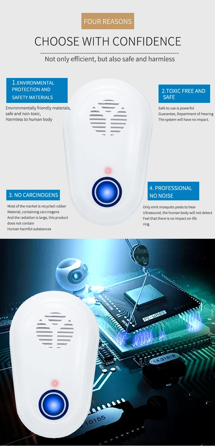 Portable Electronic Bug Mosquito Repellent Ultrasonic Pest Rat Mouse Repeller Kill Mosquito+ Killer Insect +lighting Indoor Room supplier