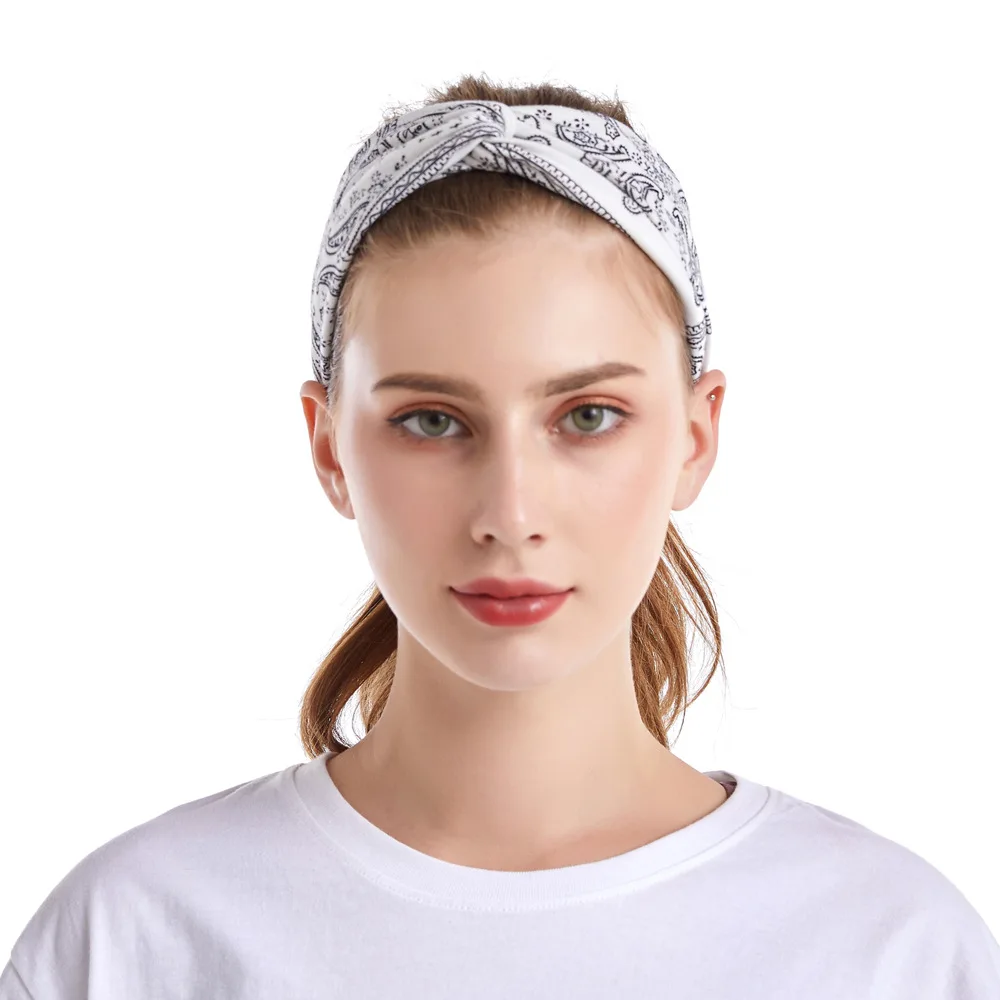 时尚波西米亚民族交叉发带女孩棉头巾摇滚酷妇女头巾头带女腰果弹性发