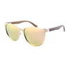 2019 Wholesale Fashion Glasses Stainless Frame with wood laminated arm Logo engraving Sunglasses