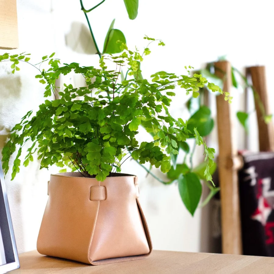 定制创意pu皮革口袋植物持有人室内户外现代立场设计花园广场播种机袋