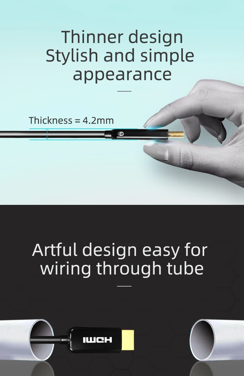 Custom Version A type male to A type male support 4K 3D 15m AOC fiber HDMI 4K cable