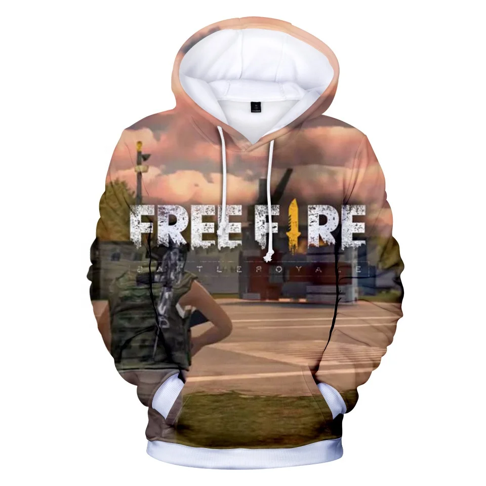 
2020 New design top sale 3d printed free fire hoodie Wholesale stock no moq 3d hoodie printed in game of free fire 