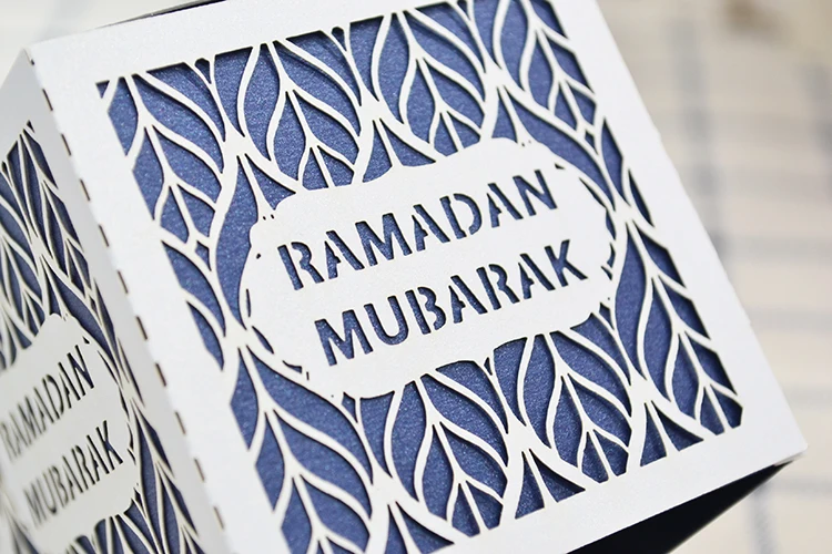 Cubic shaped laser cut ramadan mubarak ramadan kareem gift box